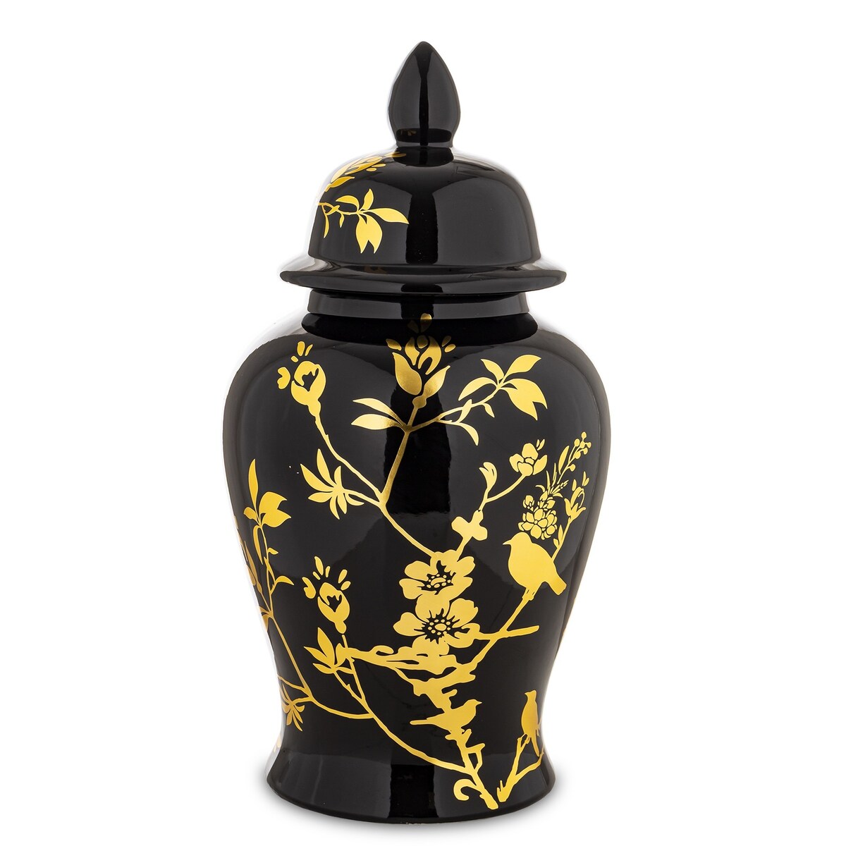 Amfora pojemnik z pokrywą 49x25x25 cm AMALA czarno-żółta