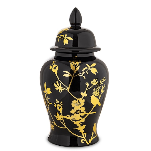 Amfora pojemnik z pokrywą 49x25x25 cm AMALA czarno-żółta