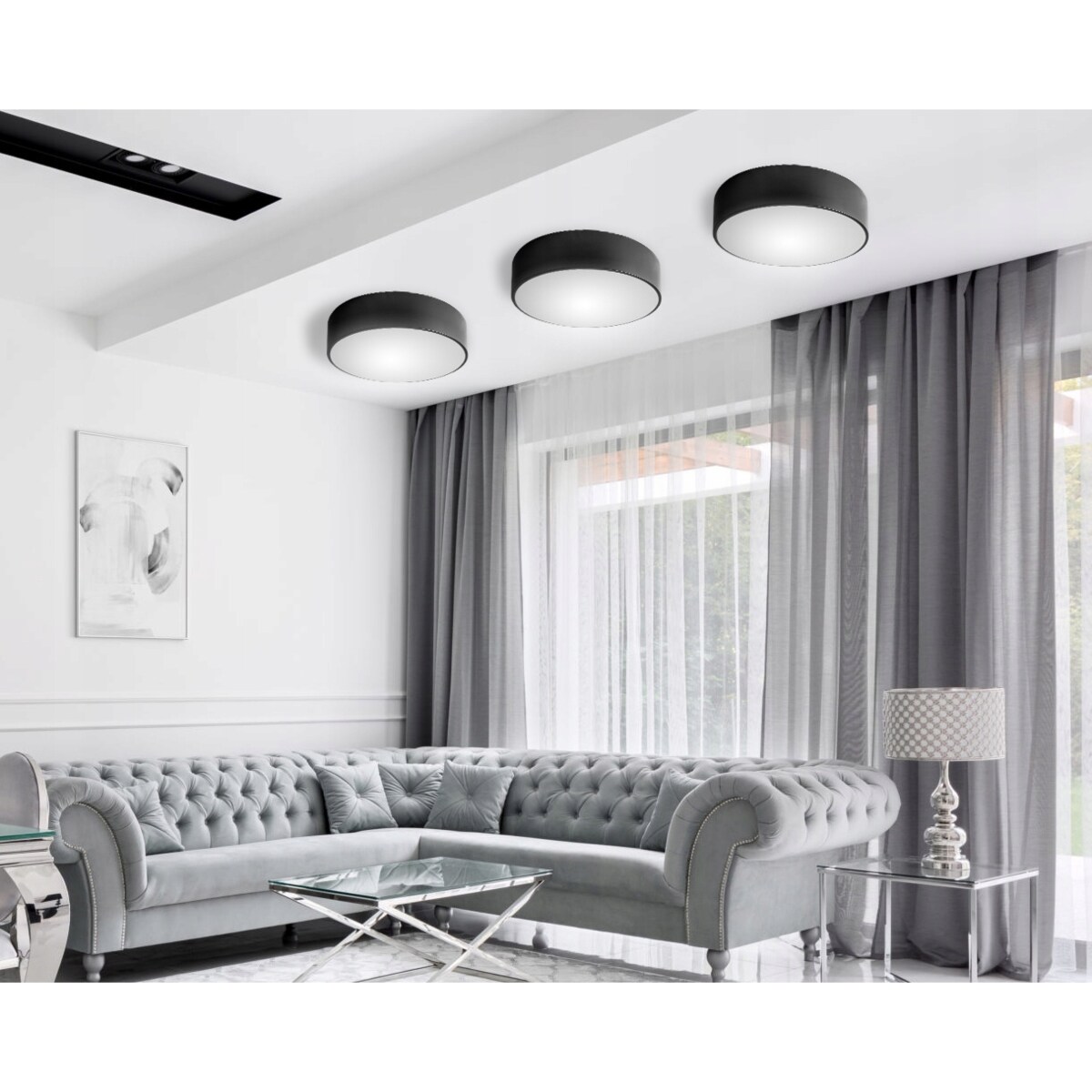 Lampa Plafon 40Cm Okrągła Biała Sufitowa Żyrandol