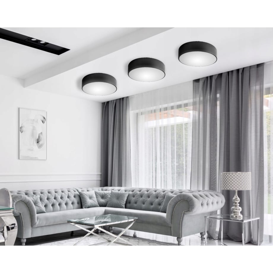 Lampa Plafon 40Cm Okrągła Biała Sufitowa Żyrandol