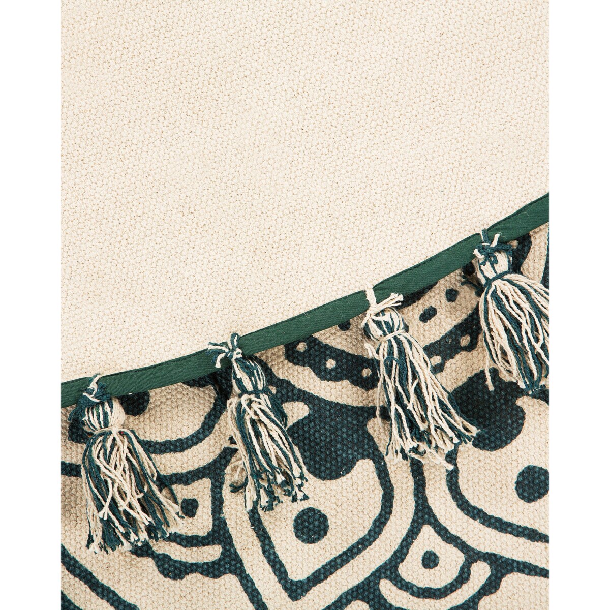 Dywan okrągły bawełniany ø 120 cm orientalny nadruk kremowo-zielony IRICE
