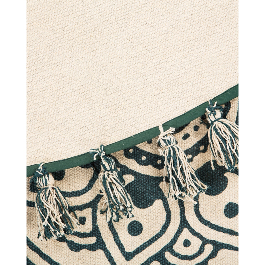 Dywan okrągły bawełniany ø 120 cm orientalny nadruk kremowo-zielony IRICE