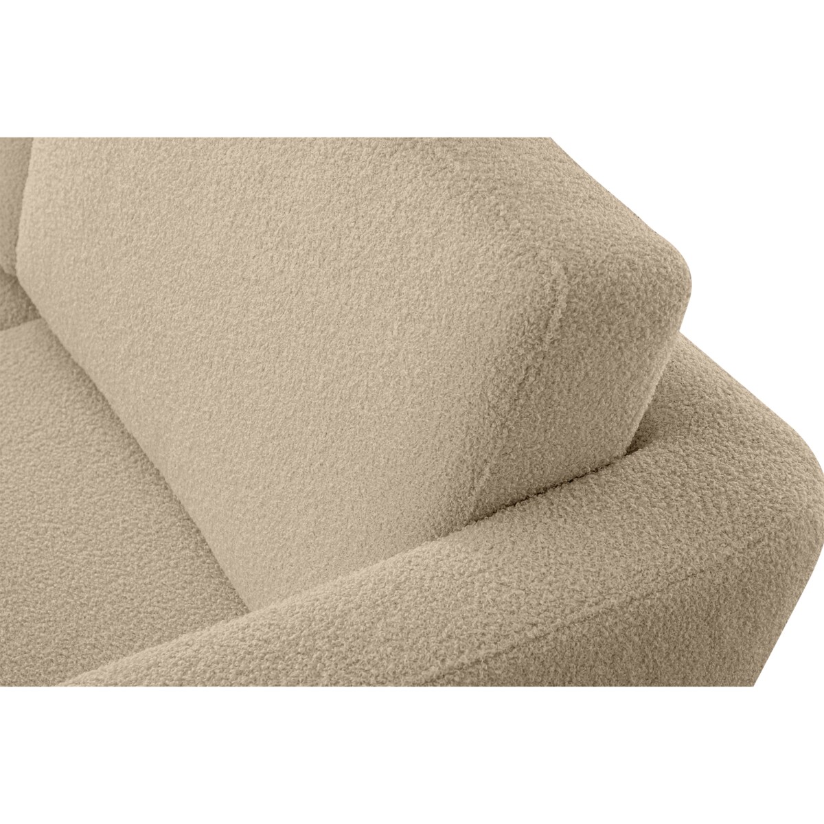 KONSIMO TAGIO Skandynawska 3-osobowa sofa z beżowej tkaniny jagnięcej