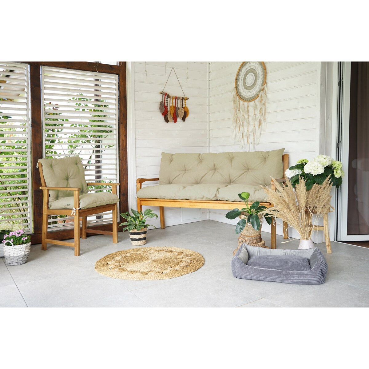 Poduszki na meble ogrodowe UV odporne, 100x60x50 cm, Beż