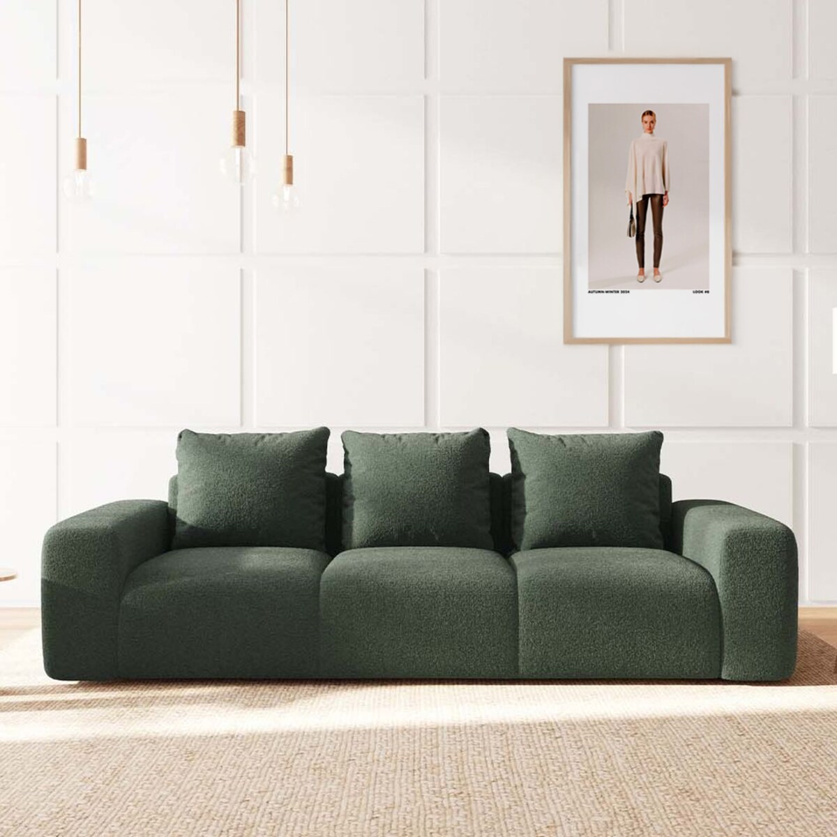Monce Sofa 3 osobowa ciemnozielona