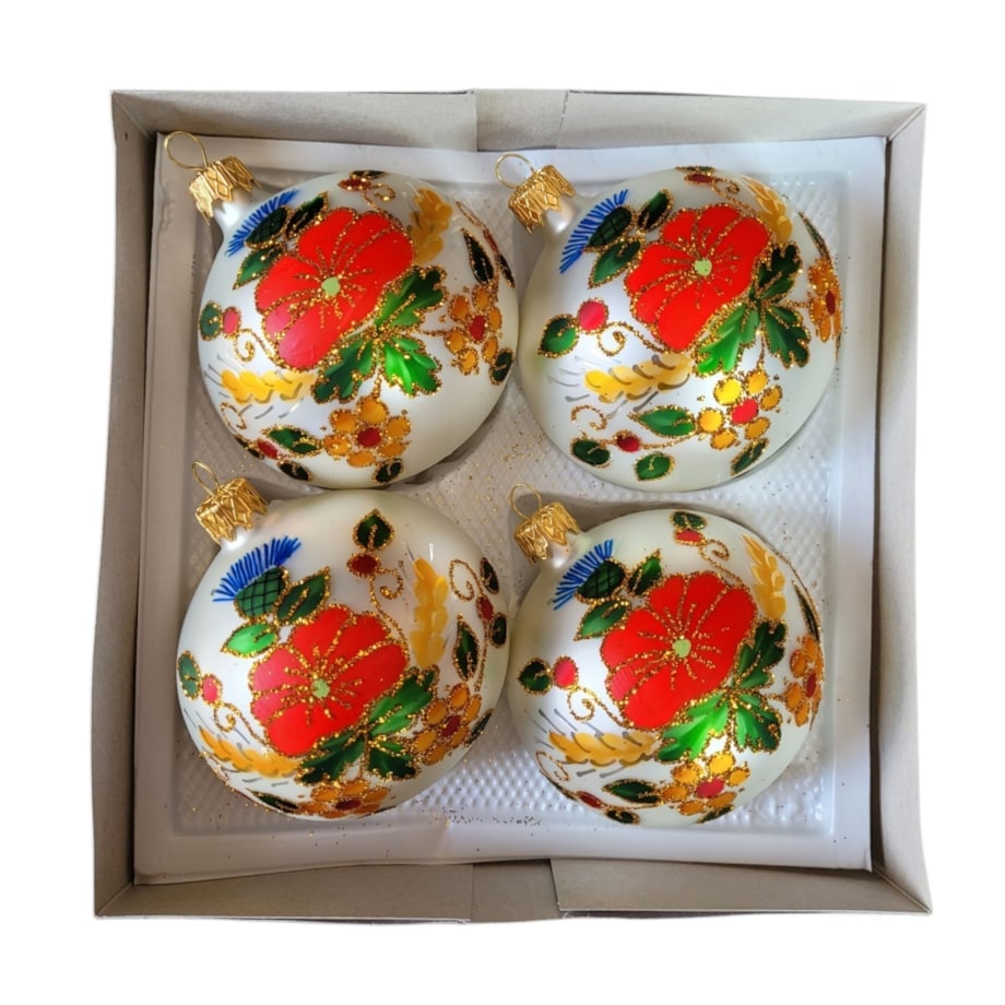 Bombka szklana 4 szt. Ø 100 mm FOLK - 2