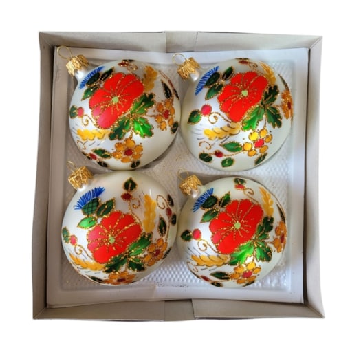 Bombka szklana 4 szt. Ø 100 mm FOLK - 2