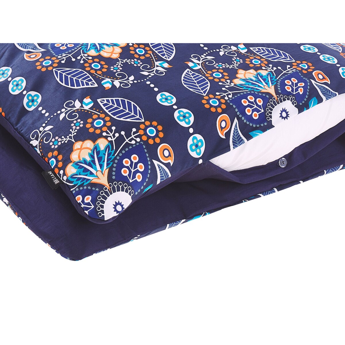 Komplet pościeli bawełnianej satynowej orientalny wzór 155 x 220 cm niebieski MADRONA