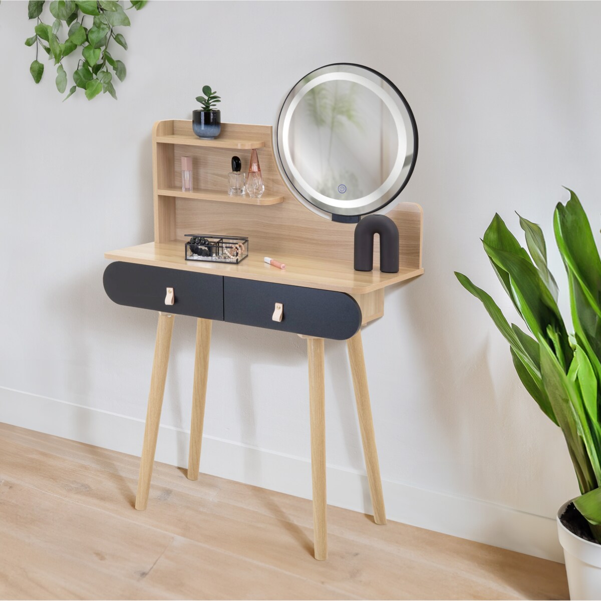 Toaletka kosmetyczna z lustrem LED SCANDI skandynawska