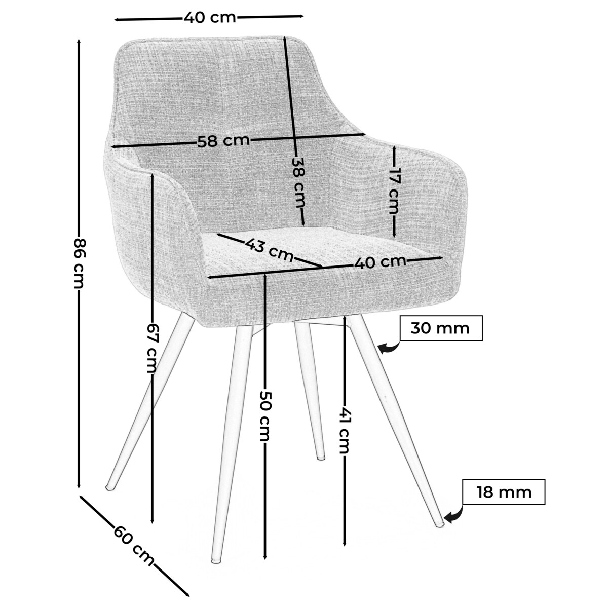 Krzesło tapicerowane obrotowe szenilowe do salonu QUATTRO jasnobeżowe