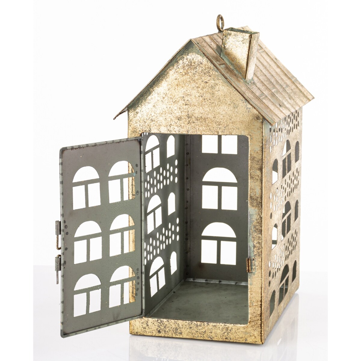 Dekoracja - metalowy domek 32x25x16 cm MUOYA z drzwiczkami