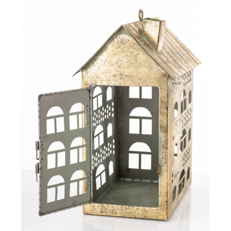 Dekoracja - metalowy domek 32x25x16 cm MUOYA z drzwiczkami