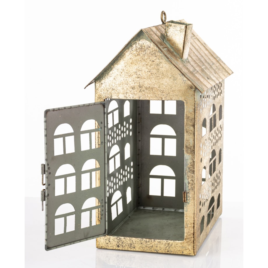 Dekoracja - metalowy domek 32x25x16 cm MUOYA z drzwiczkami