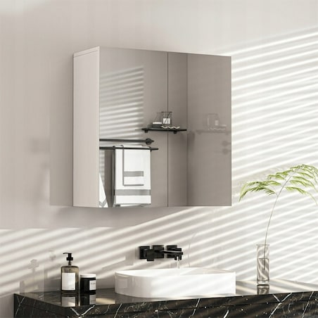 Wisząca szafka do łazienki z lustrem biała mdf nowoczesny design