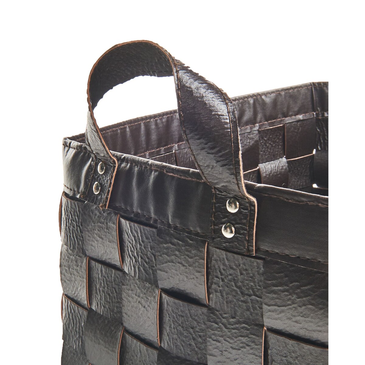 Zestaw 2 koszy z ekoskóry ciemnobrązowy SIPPAR