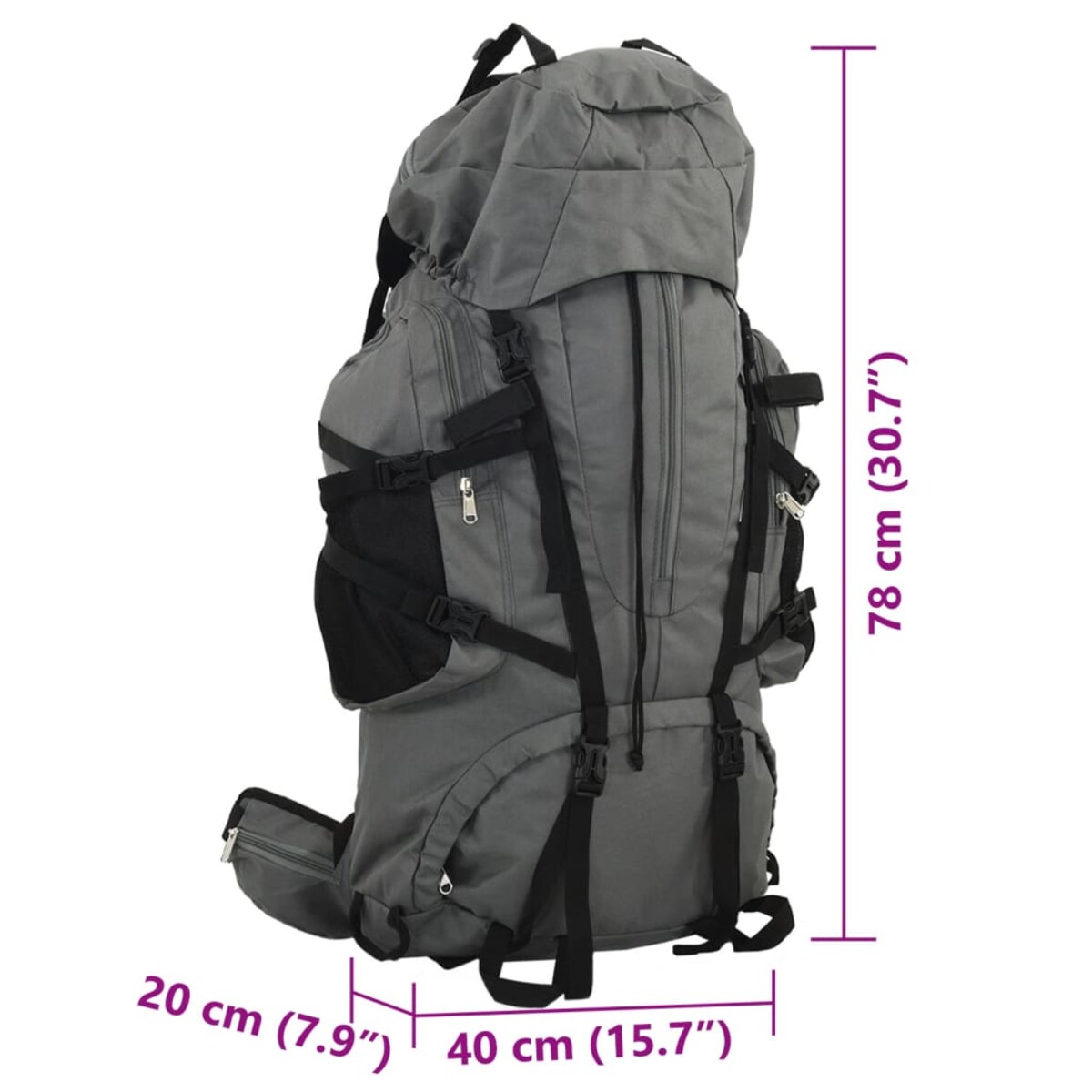 vidaXL Plecak turystyczny, szary, 80 L, tkanina Oxford
