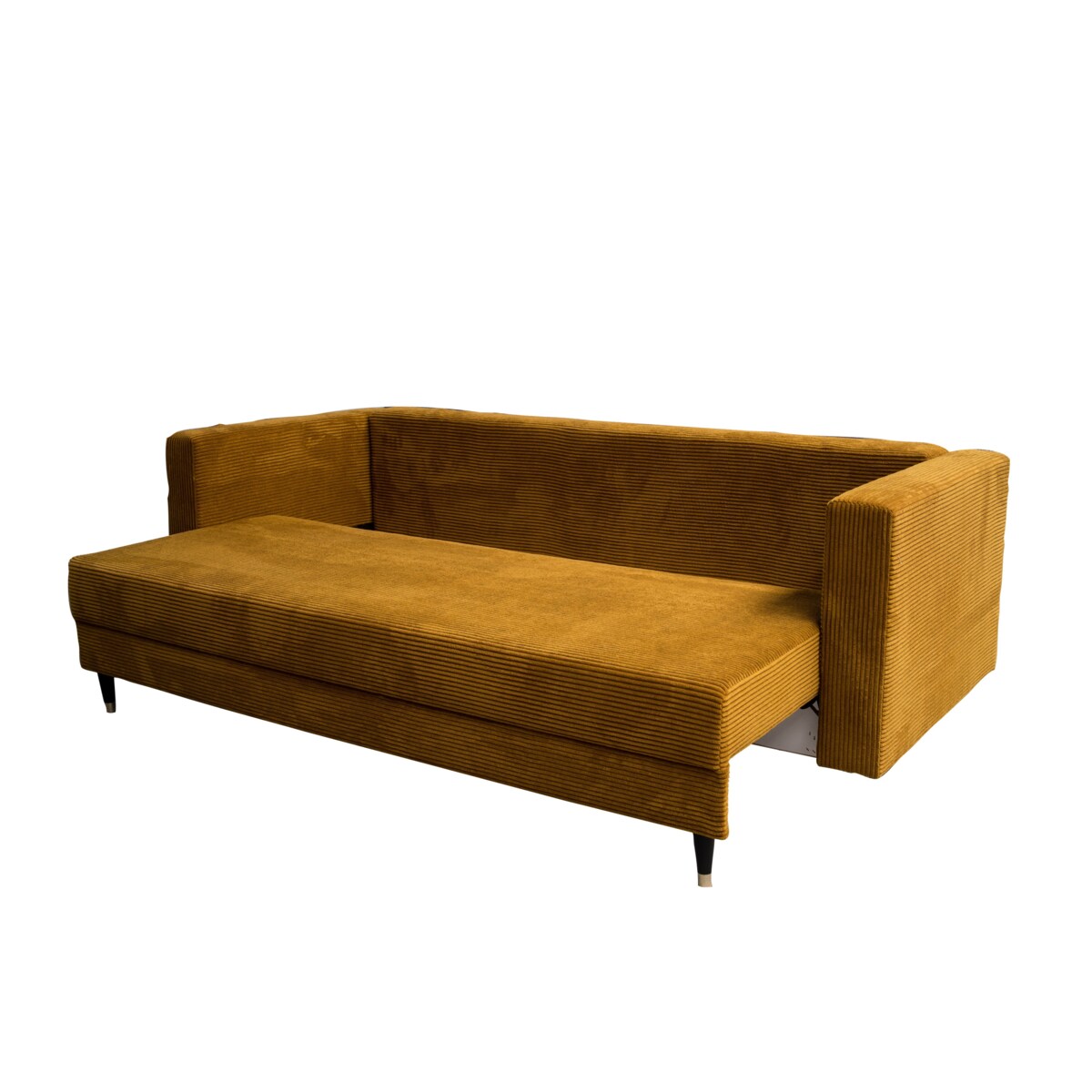 Rozkładana kanapa SONTI w tkannie poso- musztardowa