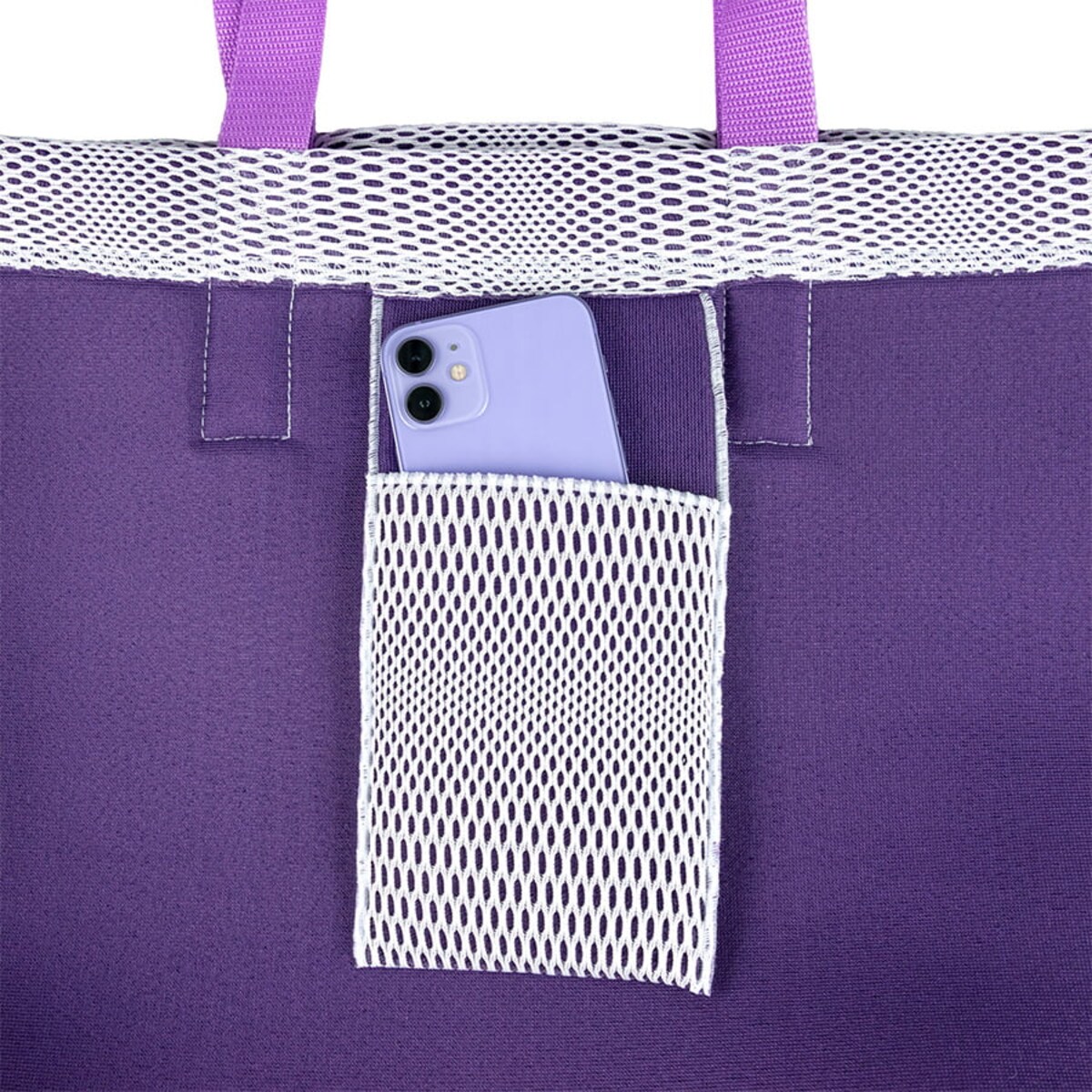 Torba na zakupy fioletowa z fioletowymi uchwytami 45×33 cm