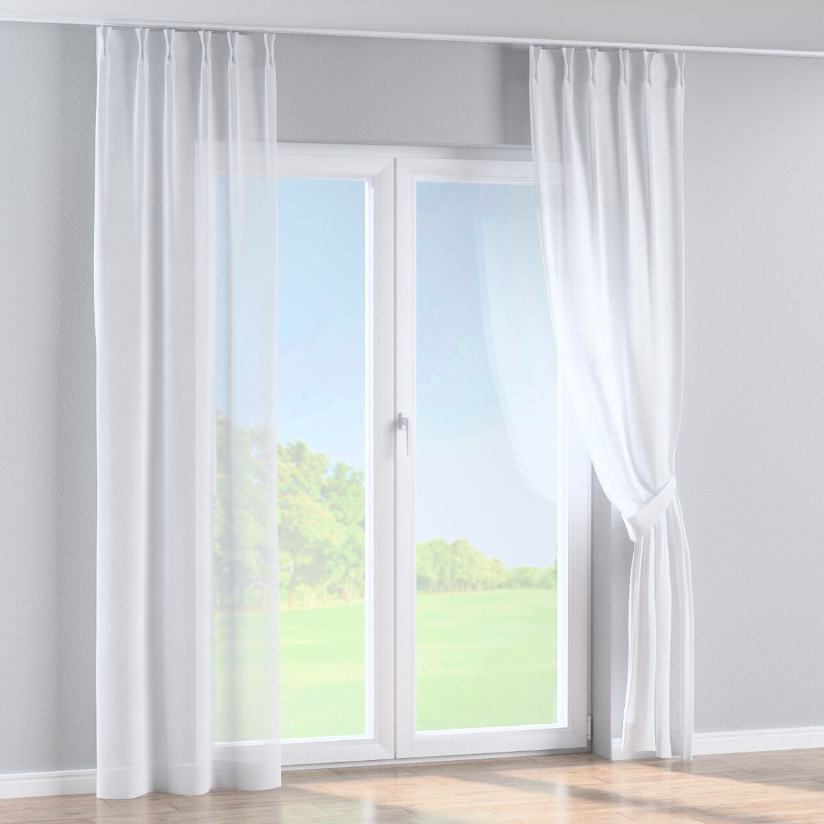 Zasłona na haczykach flex podwójnych 130x245 prześwitująca biała