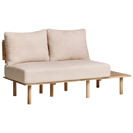 Sofa 2-osobowa ze stolikiem boucle beżowa SALO