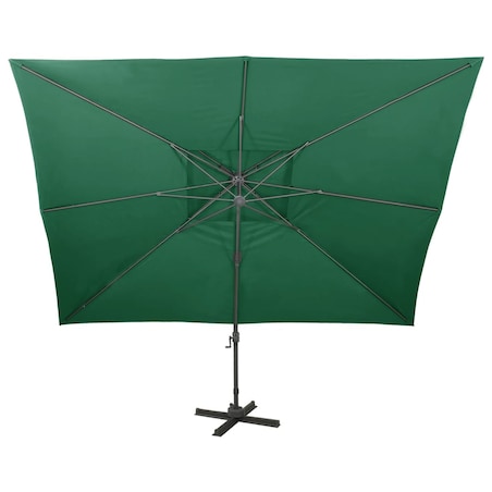 vidaXL Parasol wiszący z podwójną czaszą, 400x300 cm, zielony