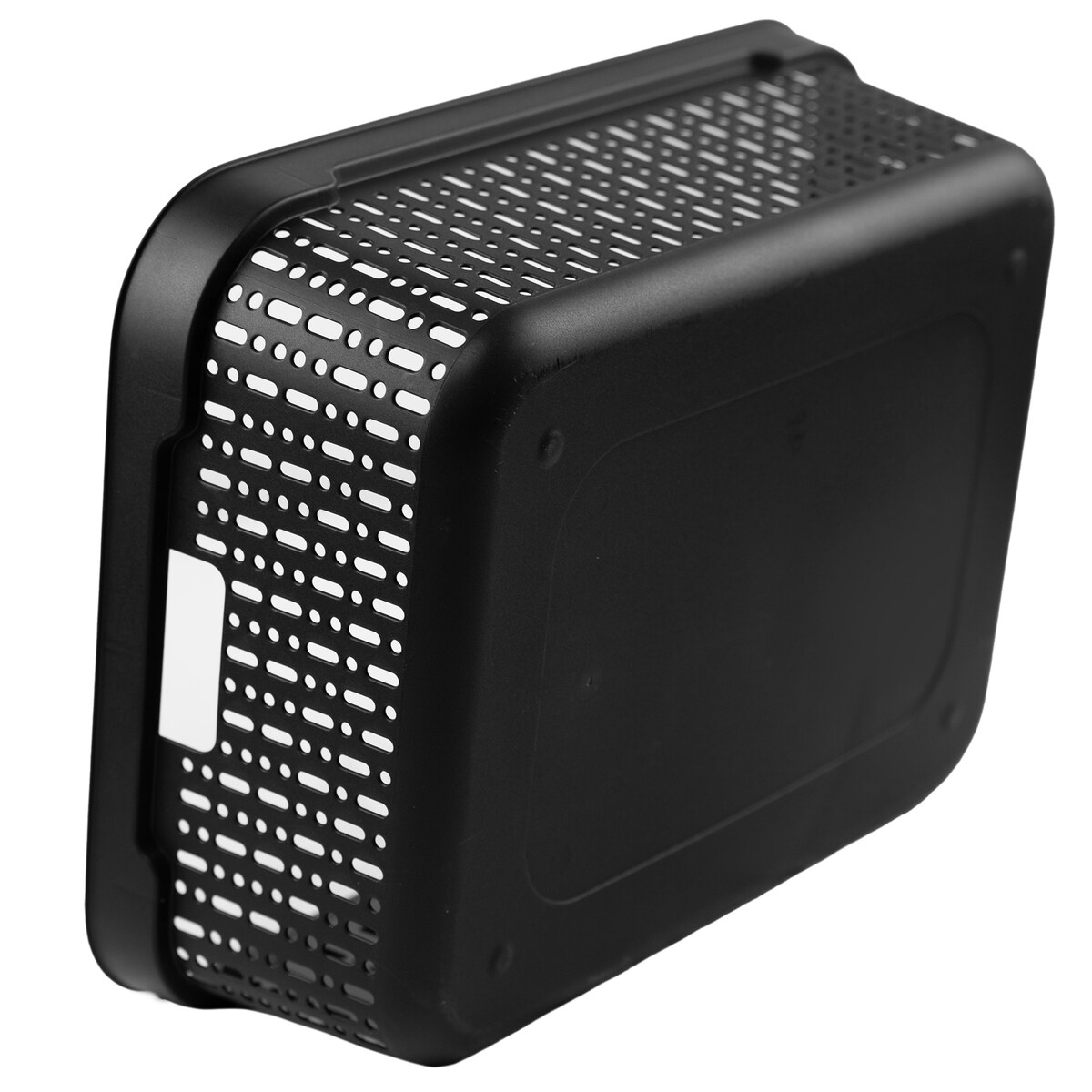 Koszyk Koszyczek Ażurowy XL Plastikowy Na Kosmetyki Do Łazienki Pojemnik Z Pokrywką Zamykany Z Dziurkami Czarny