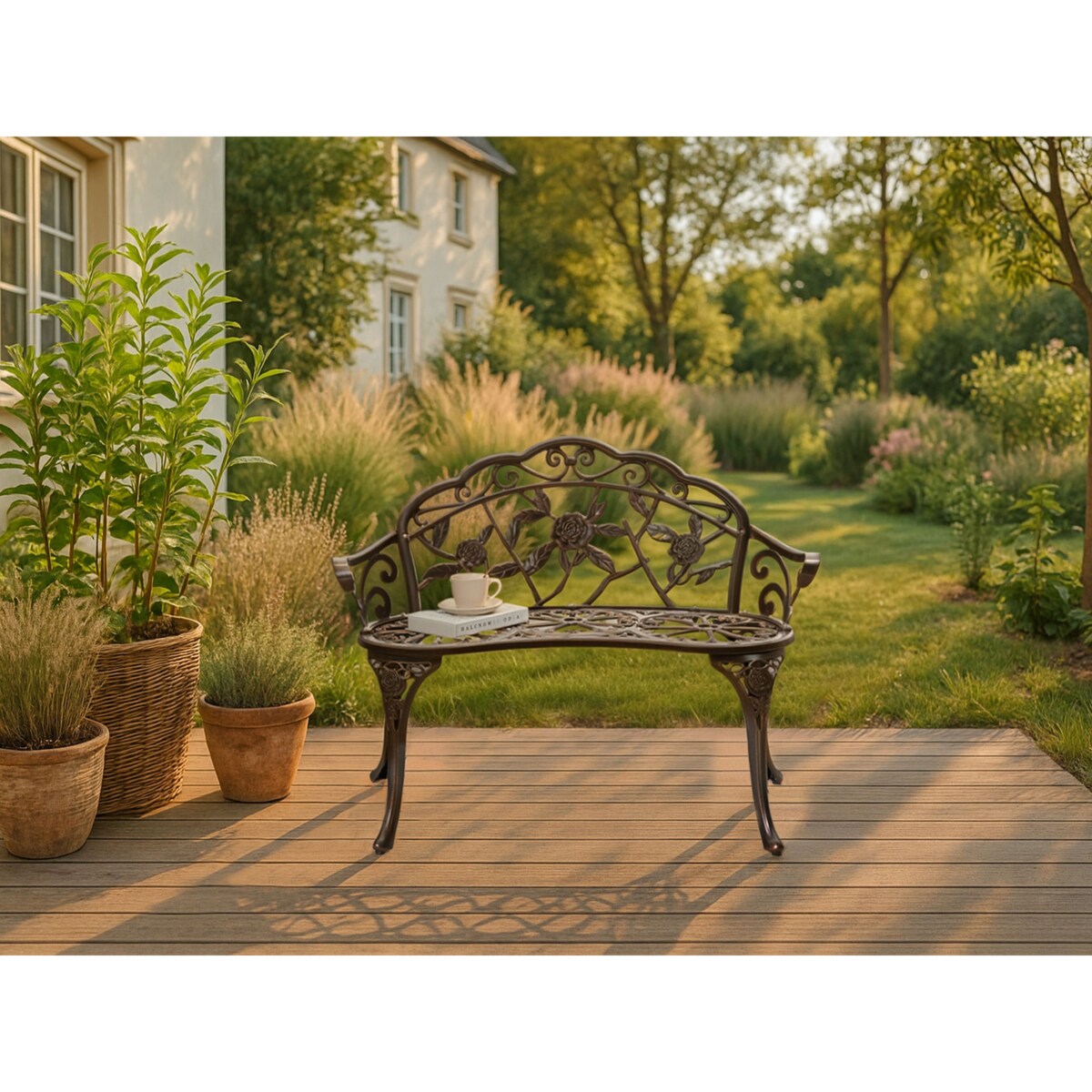 Ławka ogrodowa PIURA 88 cm Metal Ciemnobrązowy