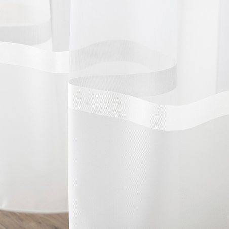 Firana na taśmie 300x245 biały z satynowym pasem na dole