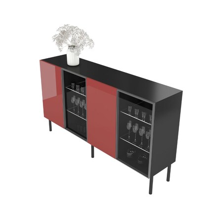 Podświetlana Witryna Lilka Czarna-Czerwona / szer. 138 cm