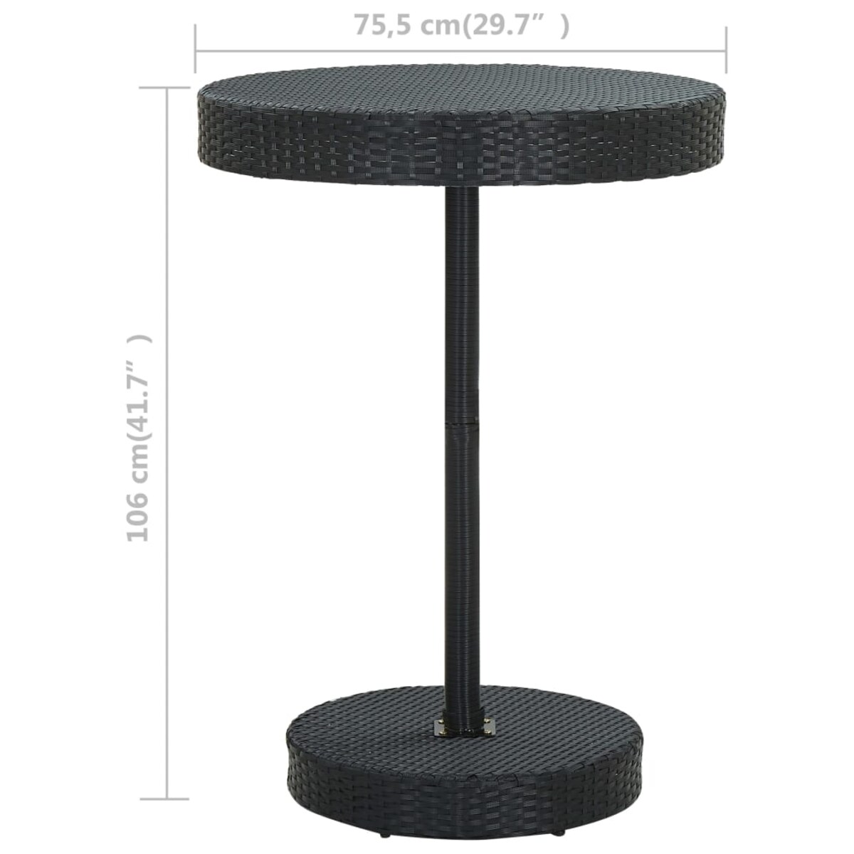vidaXL Stolik ogrodowy, czarny, 75,5 x 106 cm, polirattan