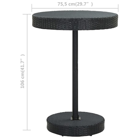 vidaXL Stolik ogrodowy, czarny, 75,5 x 106 cm, polirattan