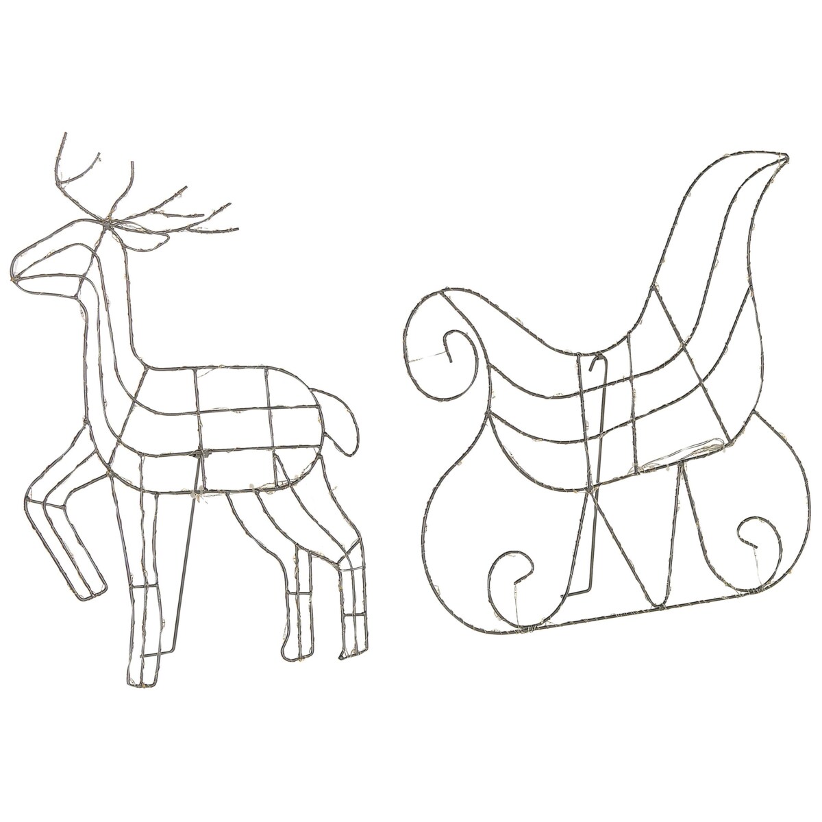 Dekoracja ogrodowa LED renifer z saniami 46 cm srebrna SAIJA