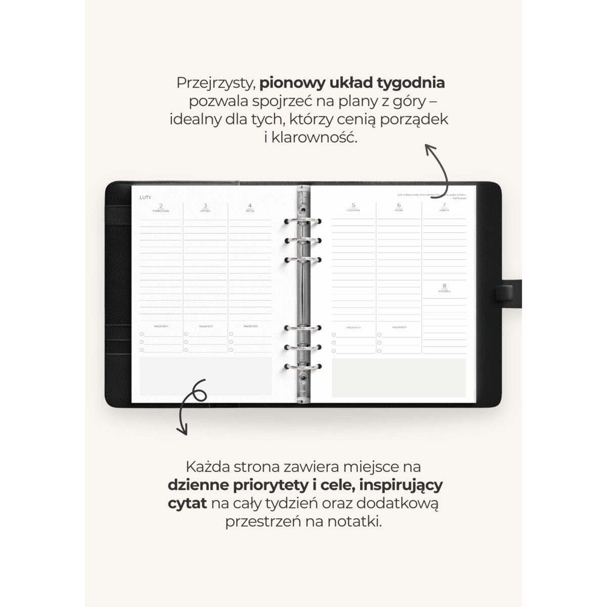 Wkład do organizera – PLANNER DATOWANY TYGODNIOWY 2026!
