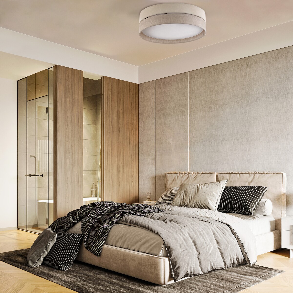 Lampa sufitowa plafon ECO 5774 TK Lighting 60x60 cm szaro-beżowa 4xE27 nowoczesna do salonu sypialni