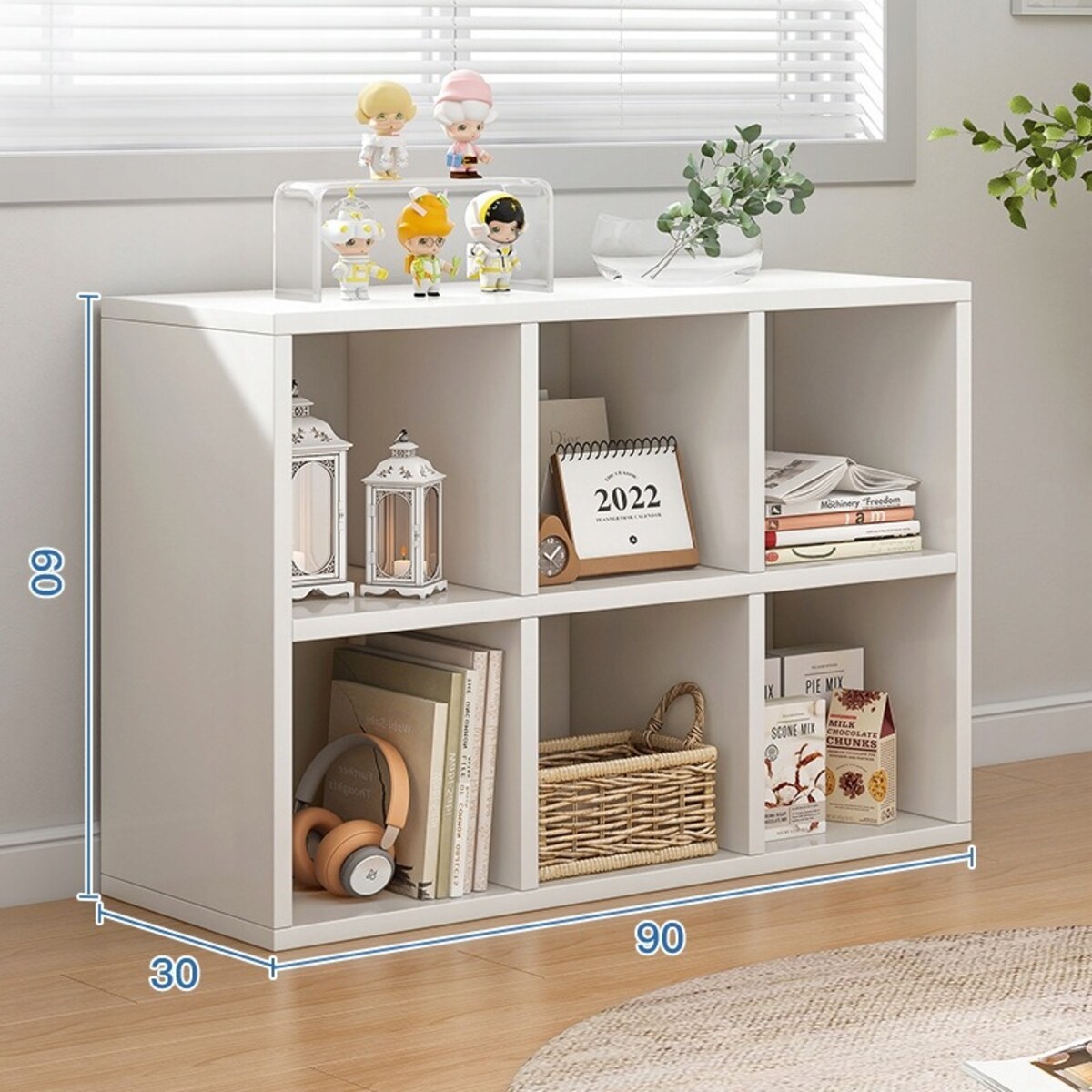 Regał biały na książki z 6 półkami loft