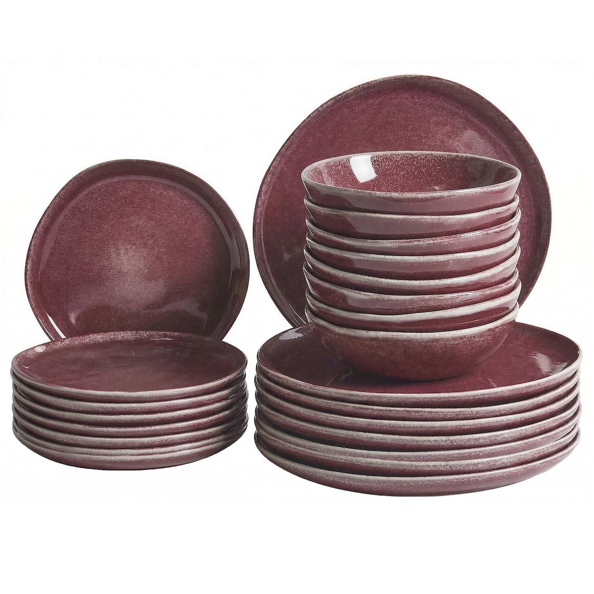 Zastawa stołowa 24-częściowa HOPS Kamionka Burgundowy