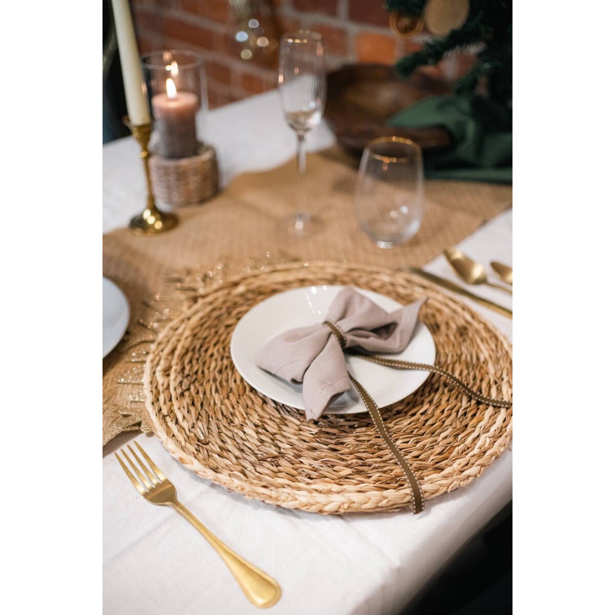 Podkładka na stół, pleciona z trzciny, Ø 38 cm