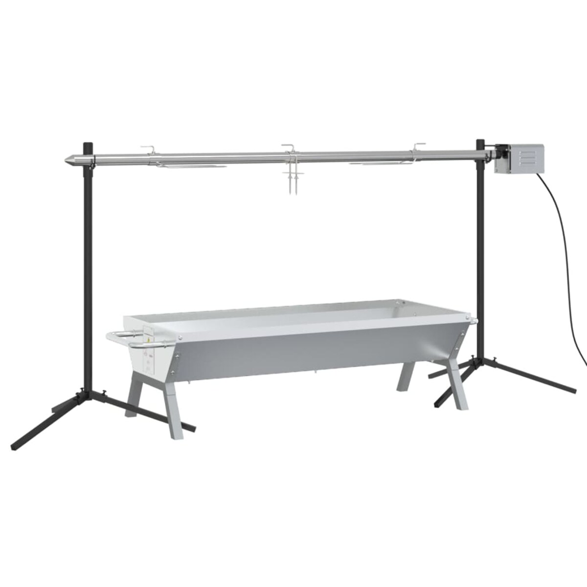 vidaXL Grill z automatycznym rożnem i tacką, stal nierdzewna