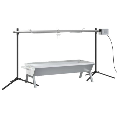 vidaXL Grill z automatycznym rożnem i tacką, stal nierdzewna