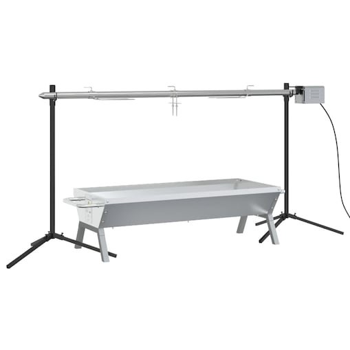 vidaXL Grill z automatycznym rożnem i tacką, stal nierdzewna