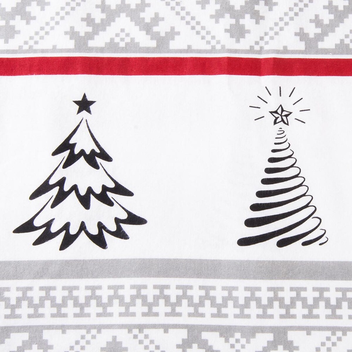 Pościel flanelowa 180x200 Selvia biała w choinki i chatki, Flanelove