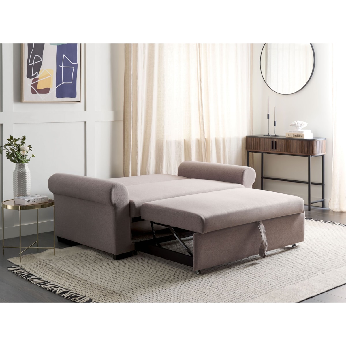 Sofa rozkładana brązowa SILDA
