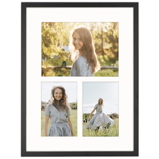Ramka na 3 zdjęcia 2x 10x15 1x 15x21 czarna foto galeria 30x40 cm FRAMAI