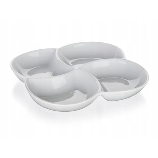 BIAŁA CERAMICZNA SALATERKA półmisek patera na przekąski orzeszki oliwki