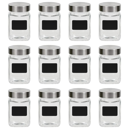 vidaXL Słoiki do przechowywania z nalepkami, 12 szt., 300 ml