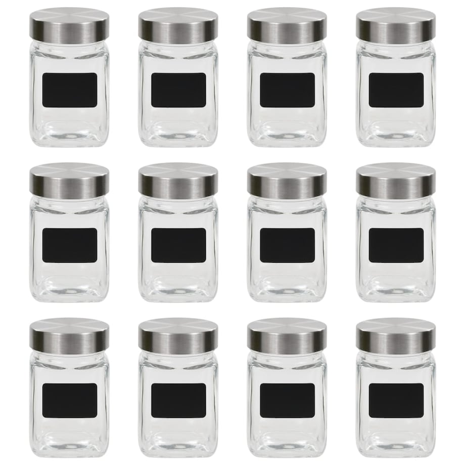 vidaXL Słoiki do przechowywania z nalepkami, 12 szt., 300 ml