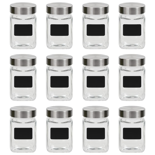 vidaXL Słoiki do przechowywania z nalepkami, 12 szt., 300 ml