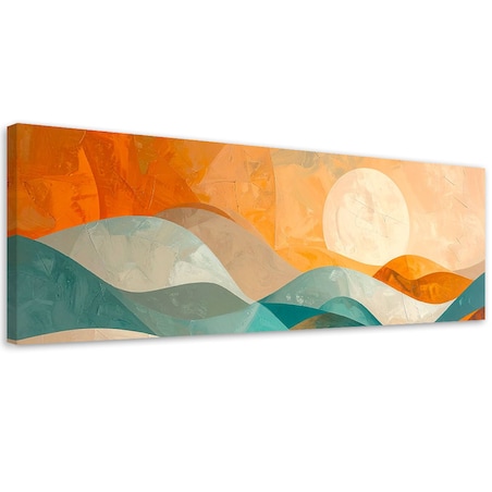 Obraz do salonu sypialni biura loftu, Fale abstrakcja w kolorach turkusu i beżu