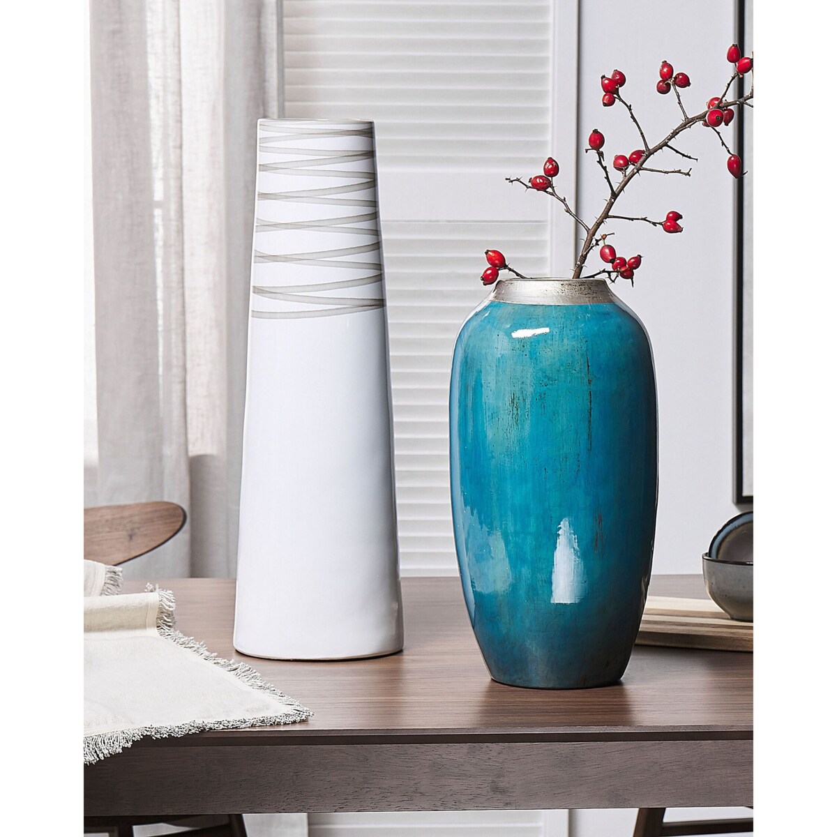 Wazon dekoracyjny z terakoty biały TARRAGONA