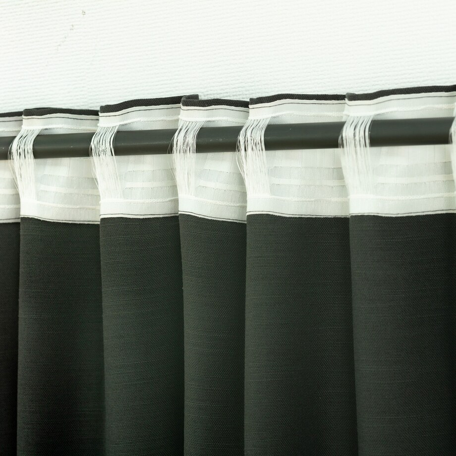 Zasłona BASIC na taśmie marszczącej 140x280cm bazaltowy 1 szt. 140x280 szary-czarny